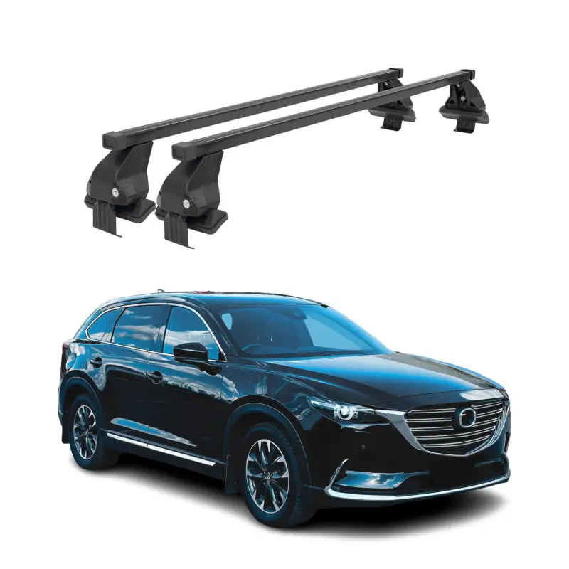Menabo Dachträger Grundtäger für Mazda CX-9 2016-2024 50kg Stahl Schwarz 2 tlg Schnäppchen
