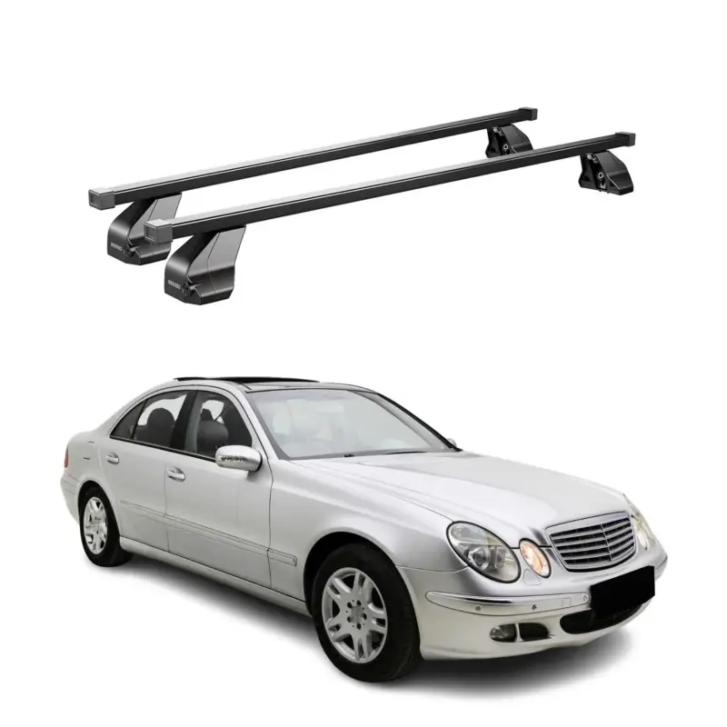 Billig Menabo Dachträger für Mercedes E Klasse W211 Limo 2002-2009 75kg Stahl Schwarz