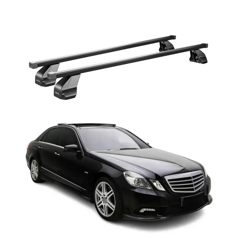 Menabo Dachträger für Mercedes E Klasse W212 Limo 2009-2013 75kg Stahl Schwarz Schneller Versand