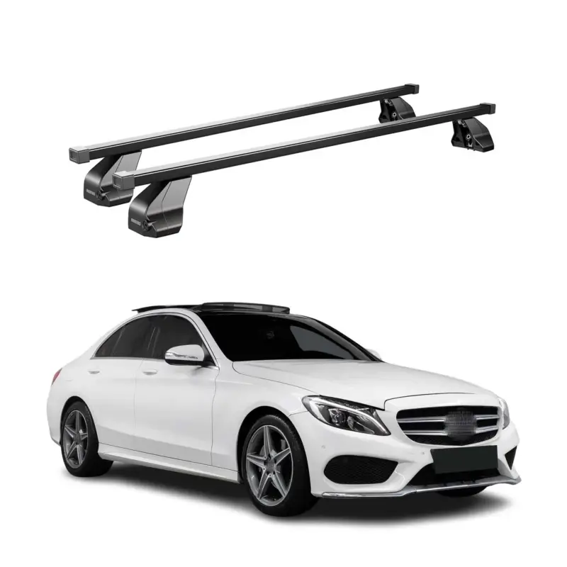 Bestpreis Menabo Dachträger für Mercedes C Klasse W205 Limo 2014-2021 75kg Stahl Schwarz