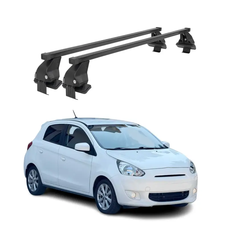 Menabo Dachträger für Mitsubishi Space Star mk2 2013-16 Pre-FL 50kg Schwarz 2x Beliebt