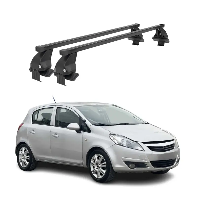 Menabo Dachträger für Opel Corsa D 2006-2010 Pre-FL 3tür 50kg Stahl Schwarz 2x Neue Ware