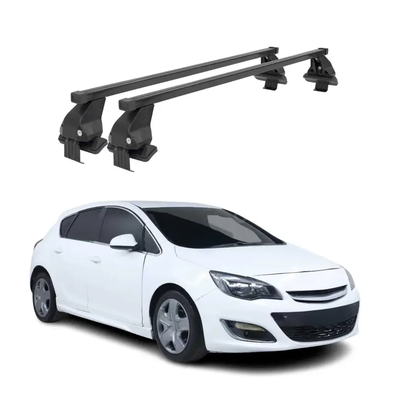 Saisonangebot Menabo Dachträger Grundtäger für Opel Astra J 2009-2015 50kg Stahl Schwarz 2 tlg