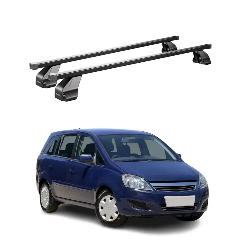 Menabo Dachträger Grundtäger für Opel Zafira B 2008-2011 FL 75kg Stahl Schwarz Preis Gesenkt