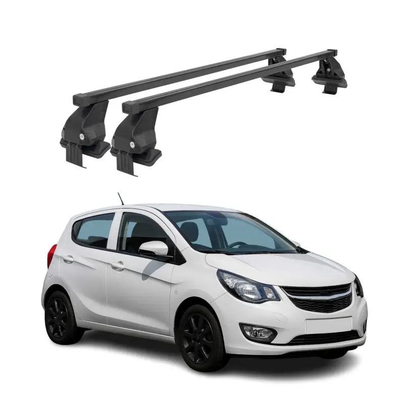 Menabo Dachträger Grundtäger für Opel Karl 2015-2019 50kg Stahl Schwarz 2 tlg Top-Seller
