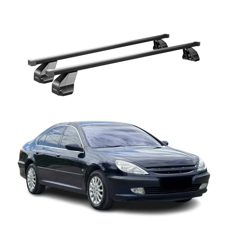 Menabo Dachträger Grundtäger für Peugeot 607 2000-2005 Pre-FL 75kg Stahl Schwarz Sonderangebot