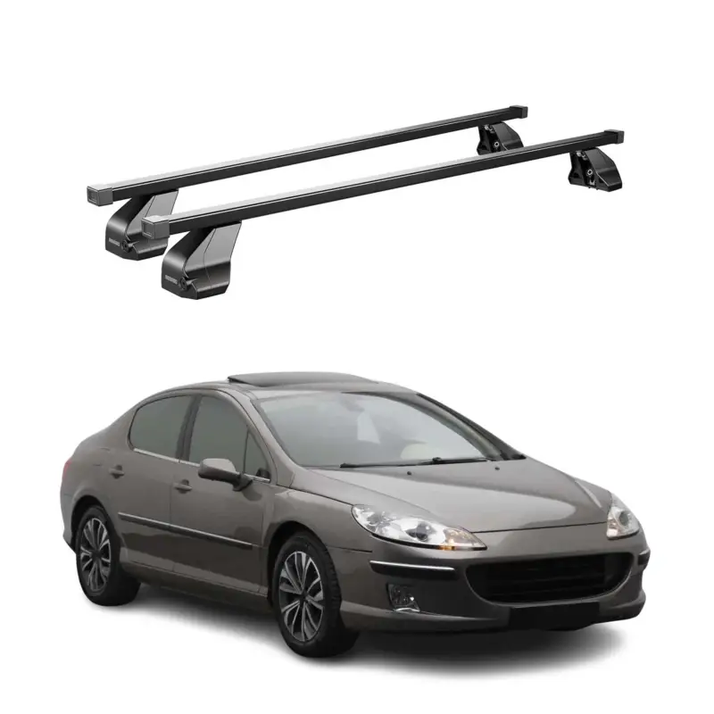 Menabo Stahl Gepäckträger Dachträger für Peugeot 407 2004-2011 Schwarz 2x Sofort Bestellen