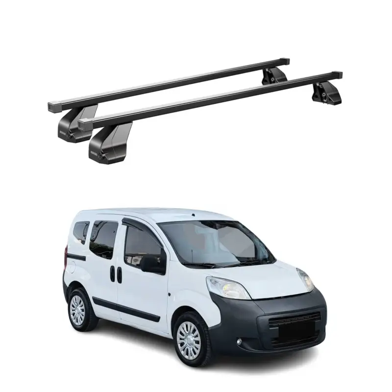Menabo Dachträger Grundtäger für Peugeot Bipper 2007-2017 75kg Stahl Schwarz 2x Nur Für Kurze Zeit
