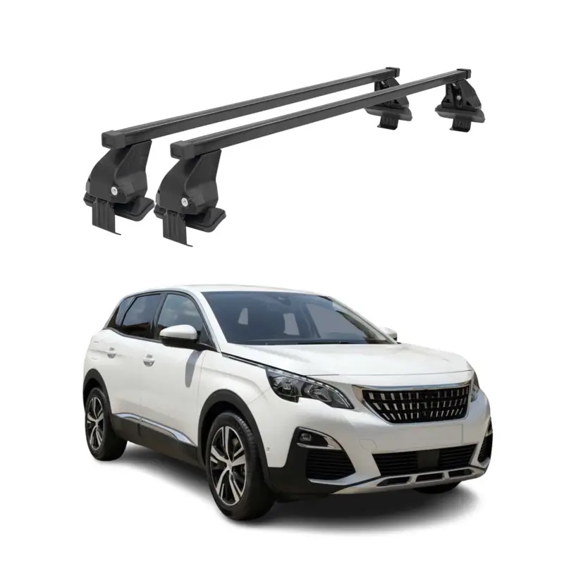 Menabo Dachträger Grundtäger für Peugeot 3008 2016-2020 Pre-FL 50kg Schwarz 2x Schneller Versand