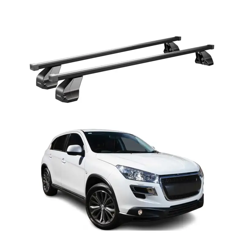 Markenware Menabo Dachträger Grundtäger für Peugeot 4008 2012-2017 75kg Stahl Schwarz 2 tlg