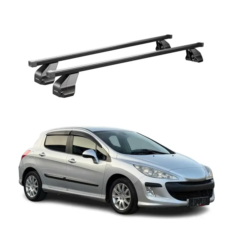 Menabo Dachträger Grundtäger für Peugeot 308 2007-2013 75kg Stahl Schwarz 2 tlg Neuheit