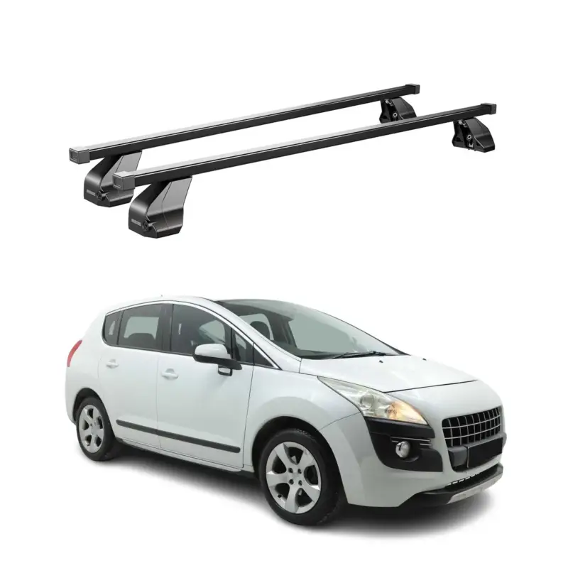 Highlight Menabo Dachträger Grundtäger für Peugeot 3008 2009-2016 75kg Stahl Schwarz 2 tlg