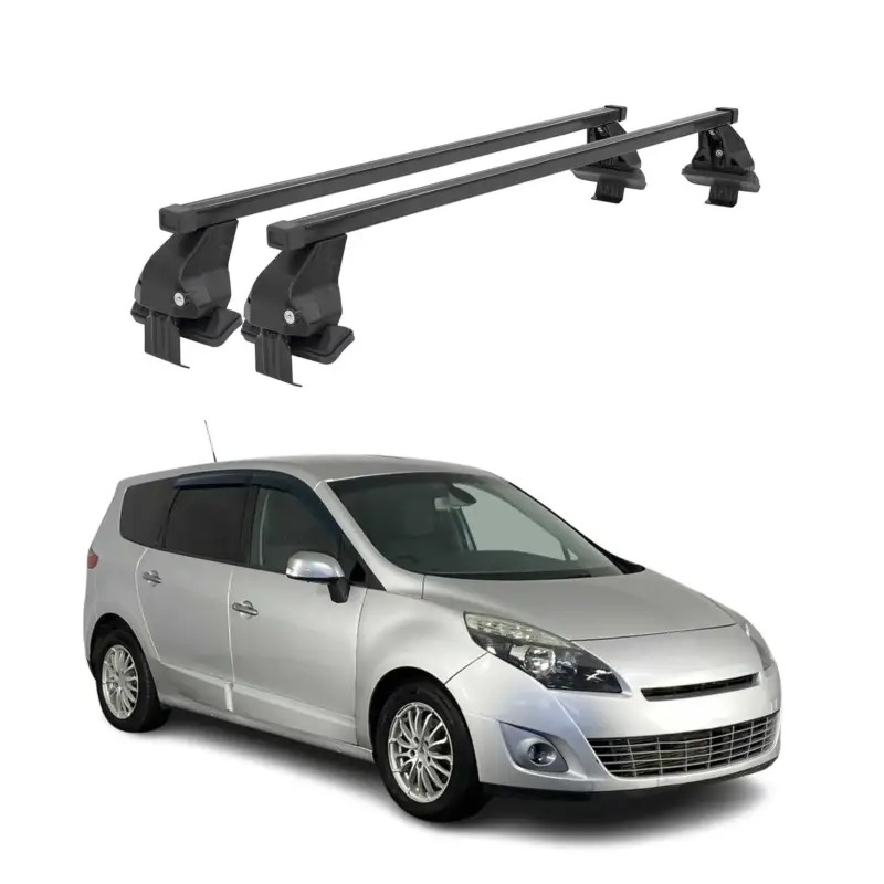 Menabo Dachträger für Renault Grand Scenic mk3 2009-2013 Pre-FL 50kg Schwarz 2x Sale
