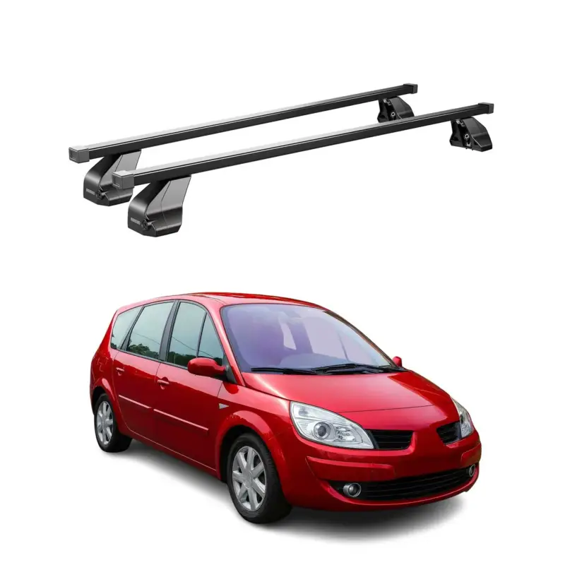 Garantierte Lieferung Menabo Dachträger für Renault Grand Scenic mk2 2003-2009 75kg Stahl Schwarz 2x