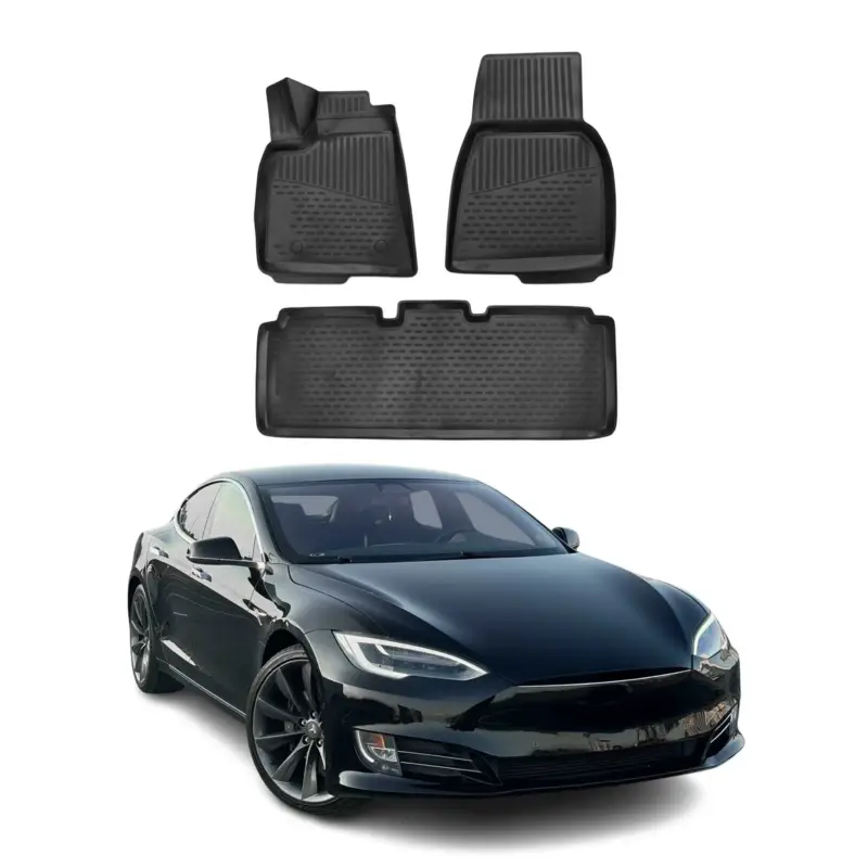 Saisonangebot OMAC Gummimatten Fußmatten für Tesla Model S 2014-2020 TPE Automatten Schwarz 3x