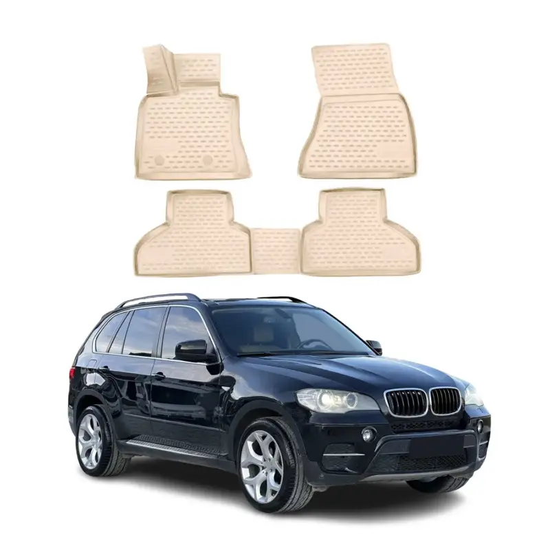 Schneller Versand OMAC Gummimatten Fußmatten für BMW X5 E70 2006-2013 TPE Automatten Beige 4x