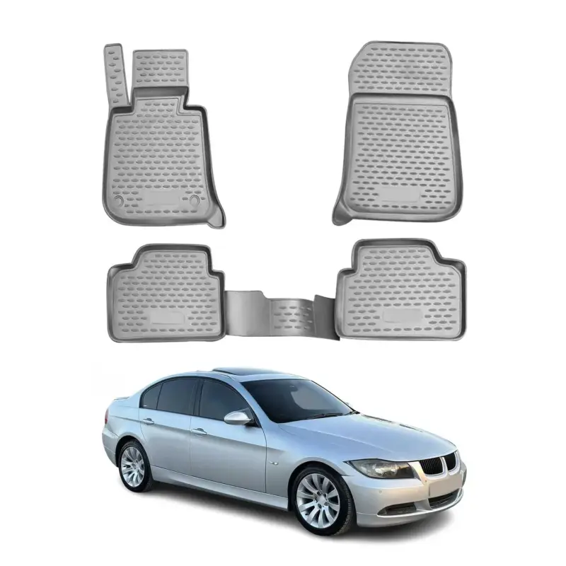 OMAC Gummimatten Fußmatten für BMW 3er E90 E91 2006-2012 TPE Automatten Grau 4x Ausverkauf