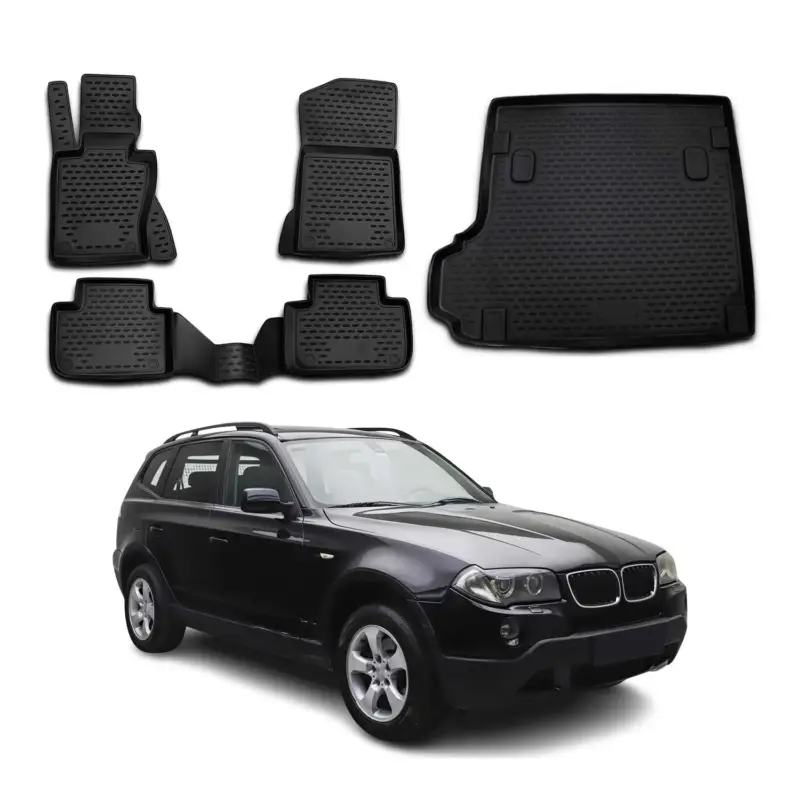 Fußmatten & Kofferraumwanne Set für BMW X3 E83 2003-2010 Gummi TPE Schwarz 5x Begrenztes Angebot