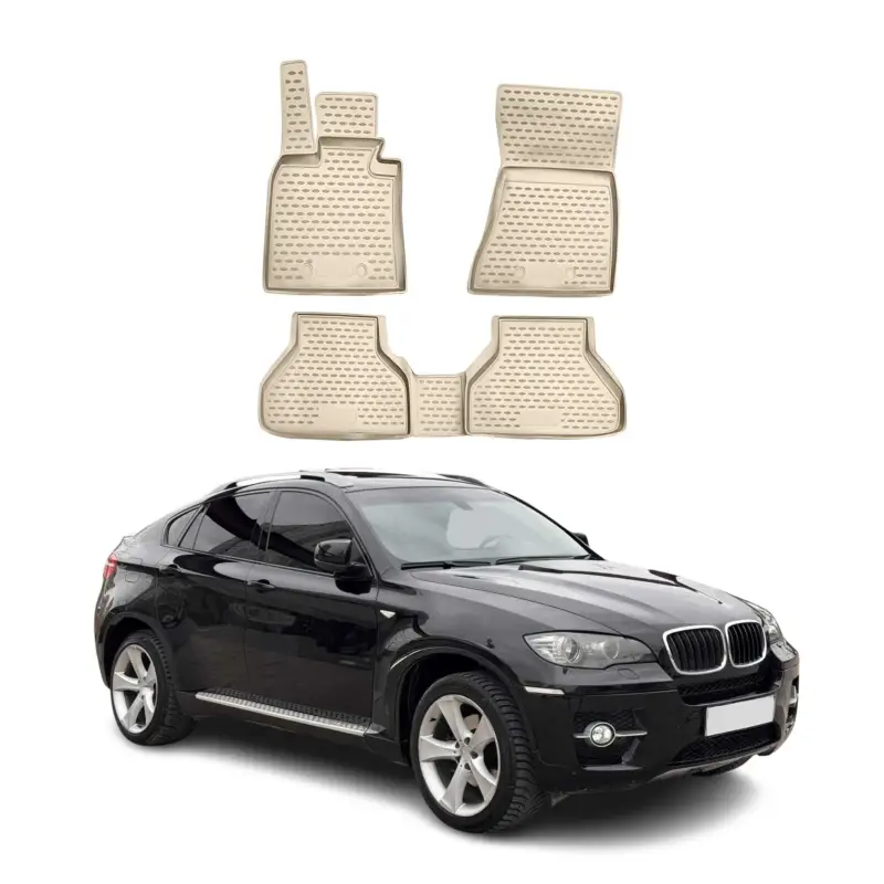 OMAC Gummimatten Fußmatten für BMW X6 E71 E72 2007-2014 TPE Automatten Beige 4x Neue Kollektion