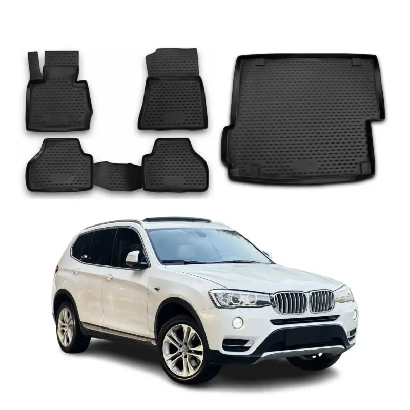 Meistverkauft Fußmatten & Kofferraumwanne Set für BMW X3 F25 2010-2017 Gummi TPE Schwarz 5x