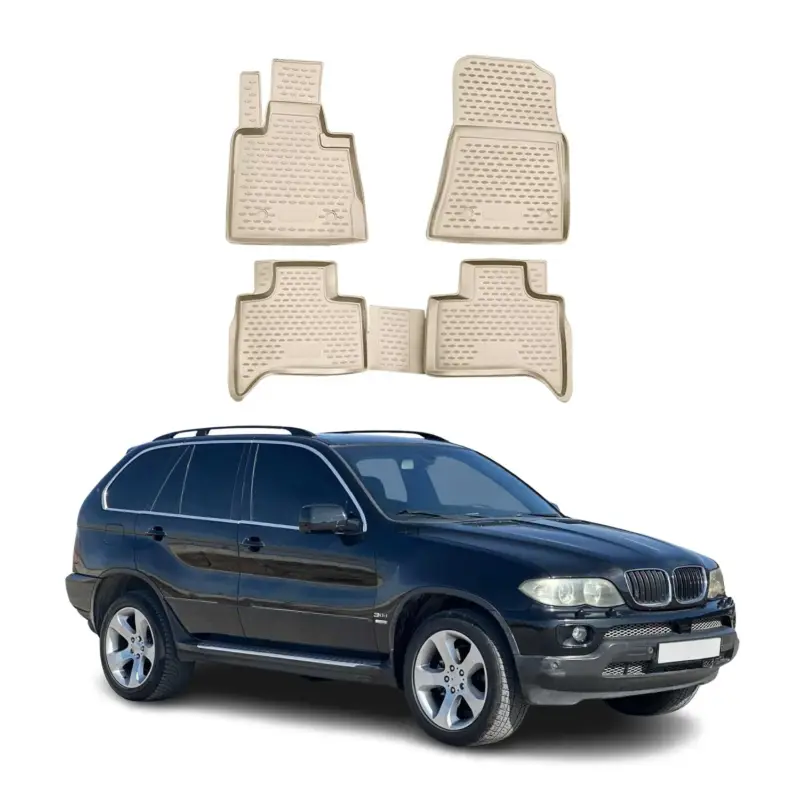 Versand Am Gleichen Tag OMAC Gummimatten Fußmatten für BMW X5 E53 1999-2006 TPE Automatten Beige 4x