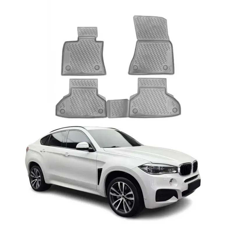 OMAC Gummimatten Fußmatten für BMW X6 F16 F86 2014-2019 TPE Automatten TPE Grau Zertifiziert