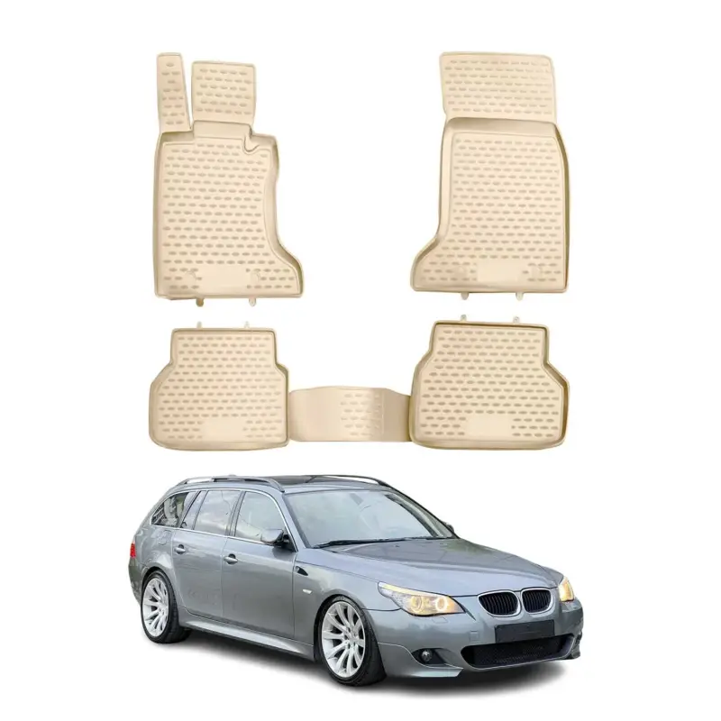 OMAC Gummimatten Fußmatten für BMW 5er E60 E61 2003-2010 TPE Automatten Beige 4x Super-Preis