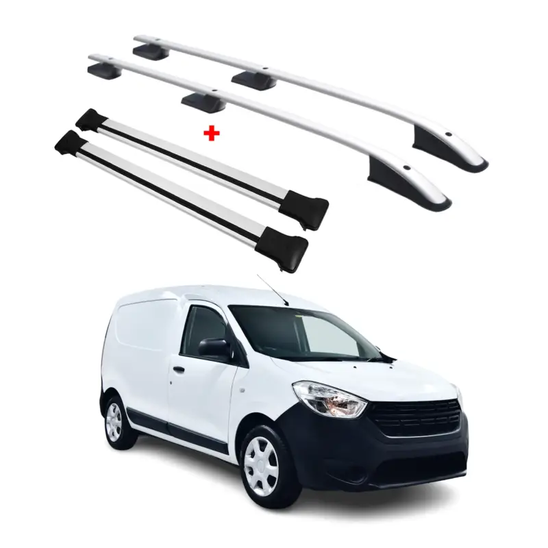 Dachreling + Dachträger für Dacia Dokker 2012-2021 Kurzer Radstand Alu Grau 4x Super-Preis