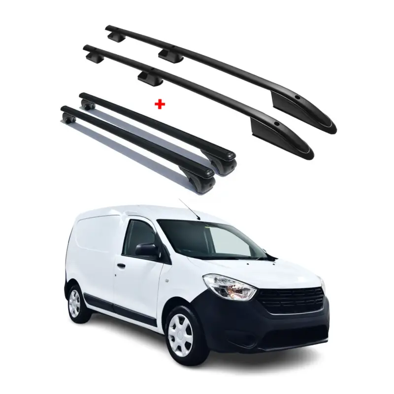 Dachträger + Dachreling SET für Dacia Dokker 2012-2021 Aluminium Schwarz 4tlg Preisreduziert