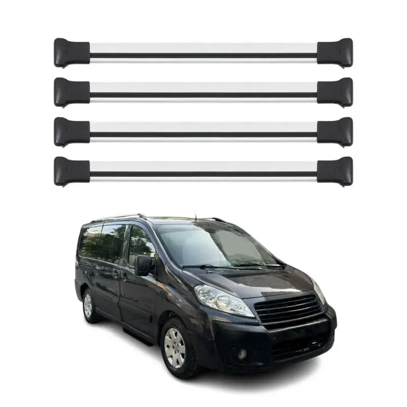 Zertifiziert Dachträger Grundtäger für Fiat Scudo 2007-2016 75kg Aluminium Silber 4 tlg
