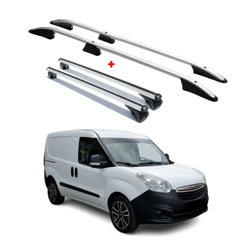 Dachreling + Dachträger SET für Opel Combo D Fiat Doblo L1 Aluminium Silber 4tlg Markenware
