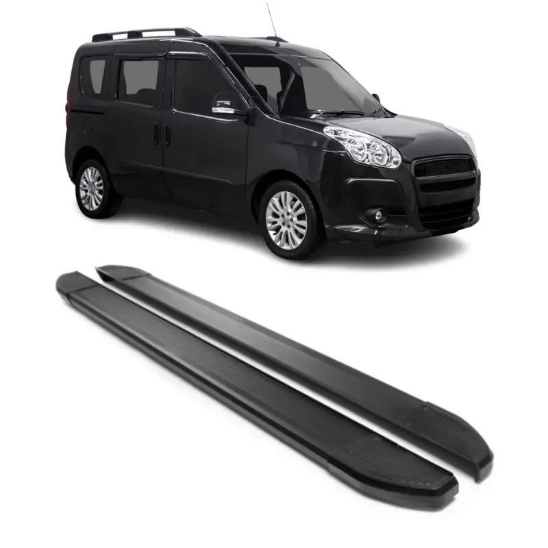 Alu Seitenschweller Trittbretter für Fiat Doblo 2010-2021 Kurzer RS Schwarz 2tlg Online Kaufen