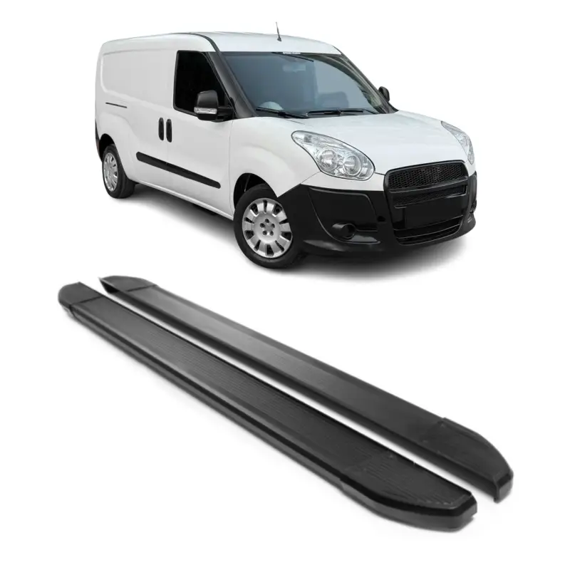 Alu Seitenschweller Trittbretter für Fiat Doblo 2010-2021 L2 Langer Schwarz 2tlg Markenprodukt