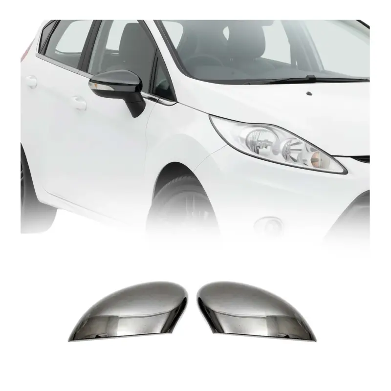 Zertifiziert Spiegelkappen Spiegelabdeckung für Ford Fiesta / B-Max 2008-2017 Dark Chrom ABS