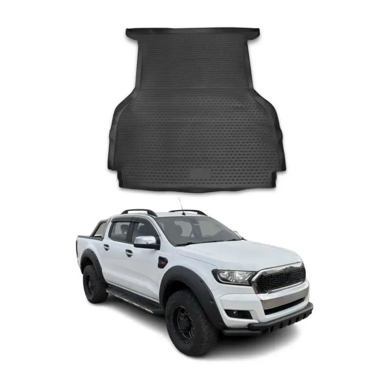 Heißes Angebot Kofferraummatte Kofferraumwanne für Ford Ranger 2011-2024 Gummi TPE Schwarz