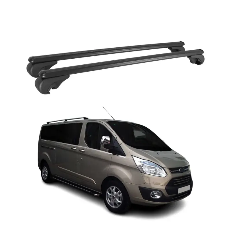 Aktuell Dachträger Grundtäger für Ford Transit Custom 2013-2022 75kg Alu Schwarz 2 tlg