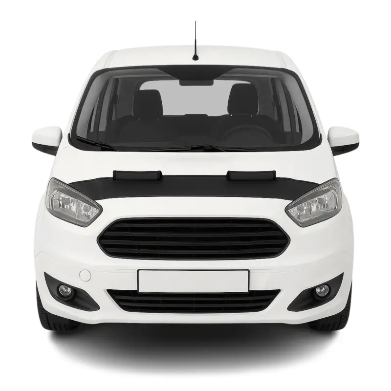 Haubenbra Steinschlagschutz Bonnet Bra für Ford Courier 2014-2024 Schwarz Halb Zertifiziert
