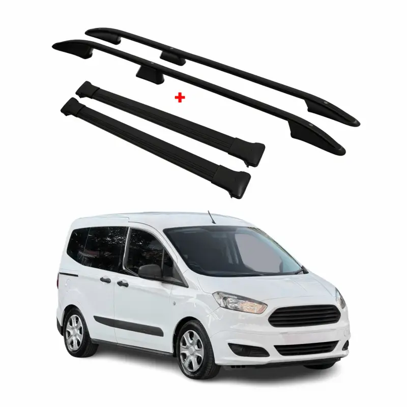 Sonderaktion Dachreling + Dachträger für Ford Tourneo Transit Courier 2012-2024 Alu Schwarz