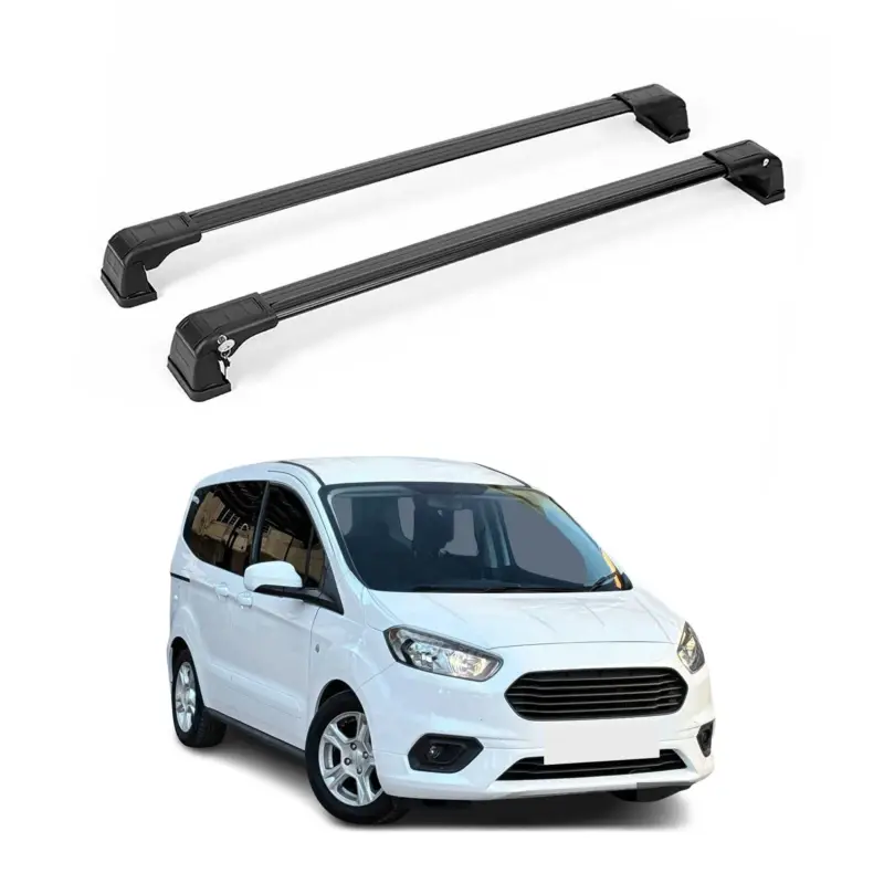 Zertifiziert Alu Dachträger Gepäkträger Grundträger für Ford Courier 2014-2024 Schwarz 2x