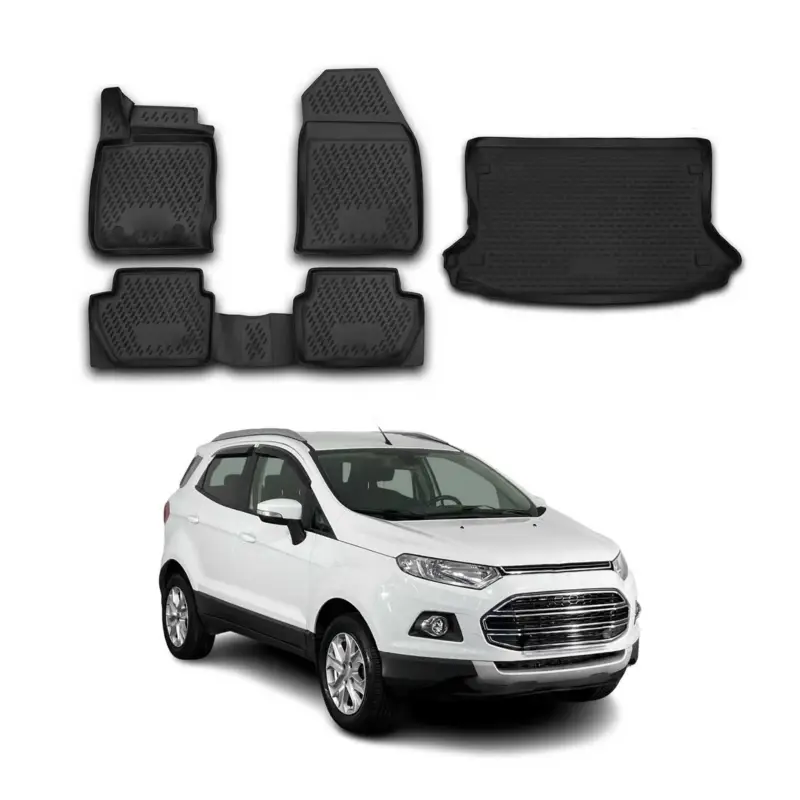 Fußmatten & Kofferraumwanne Set für Ford Ecosport 2014-2017 Gummi TPE Schwarz 5x Mega-Angebot