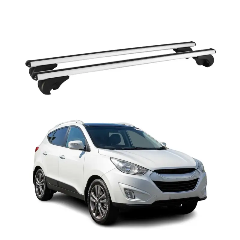 Zertifiziert Dachträger Grundtäger für Hyundai ix35 2010-2015 75kg Alu Silber 2 tlg