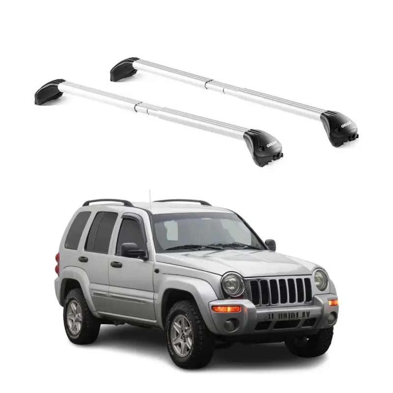 Dachträger Grundtäger für Jeep Cherokee KJ 2002-2007 100kg Alu Silber 2 tlg ABE Neue Kollektion
