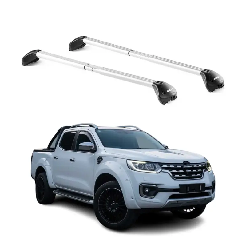 Aktuell Dachträger Grundtäger für Renault Alaskan 2017-2021 4 tür 100kg Alu Grau 2x ABE