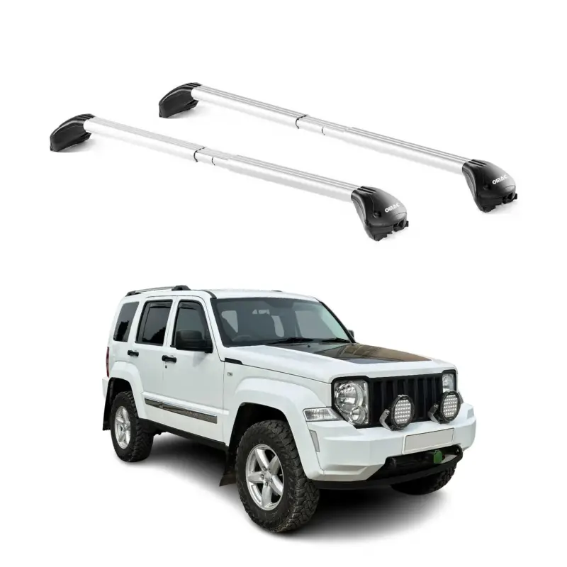 Wochenendangebot Dachträger Grundtäger für Jeep Cherokee KK 2008-2013 100kg Alu Silber 2 tlg ABE