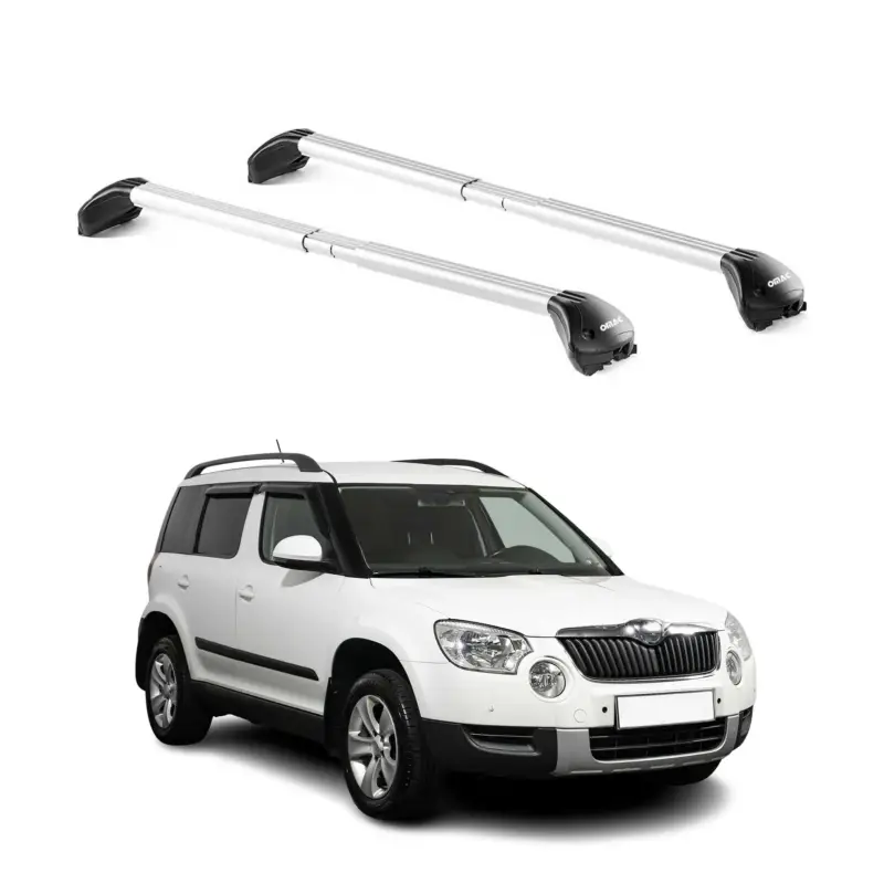 Dachträger Grundtäger für Skoda Yeti 2009-2013 Pre-FL 100kg Alu Silber 2 tlg ABE Heißes Angebot