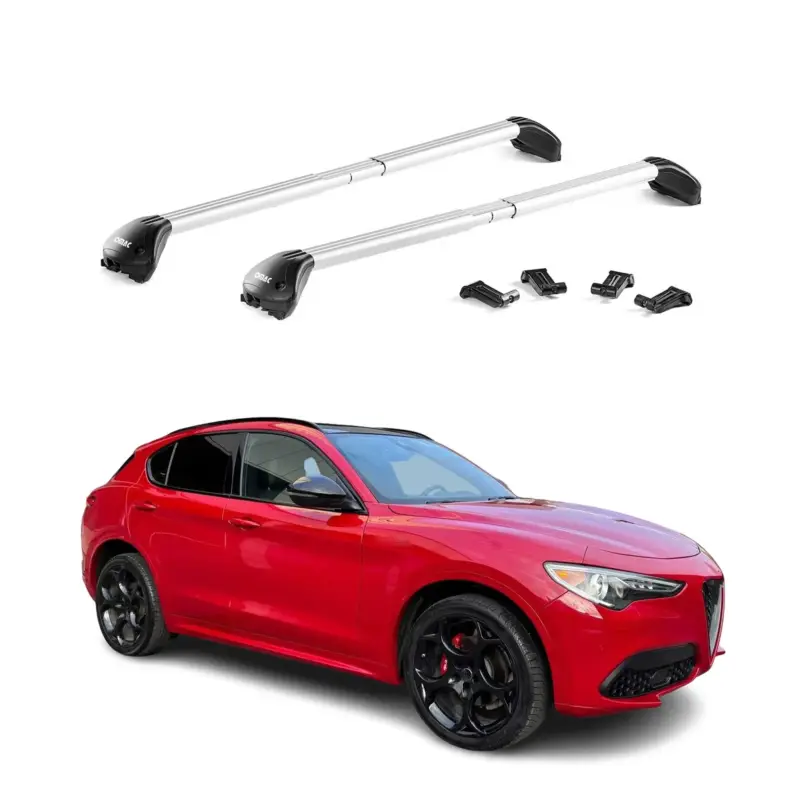 Dachträger Grundtäger für Alfa Romeo Stelvio 2016-2026 100kg Alu Silber 2tlg ABE Sichere Zahlung