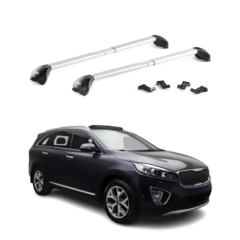 Dachträger Grundtäger für Kia Sorento 2014-2020 100kg Aluminium Silber 2 tlg ABE Geprüft