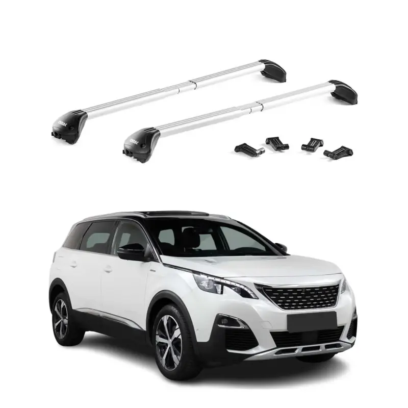 Dachträger Grundtäger für Peugeot 5008 mk2 2017-2024 100kg Alu Silber 2 tlg ABE Zertifiziert