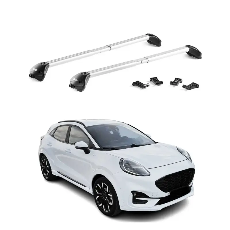 Dachträger Grundtäger für Ford Puma 2019-2026 100kg Aluminium Silber 2 tlg ABE Markenware