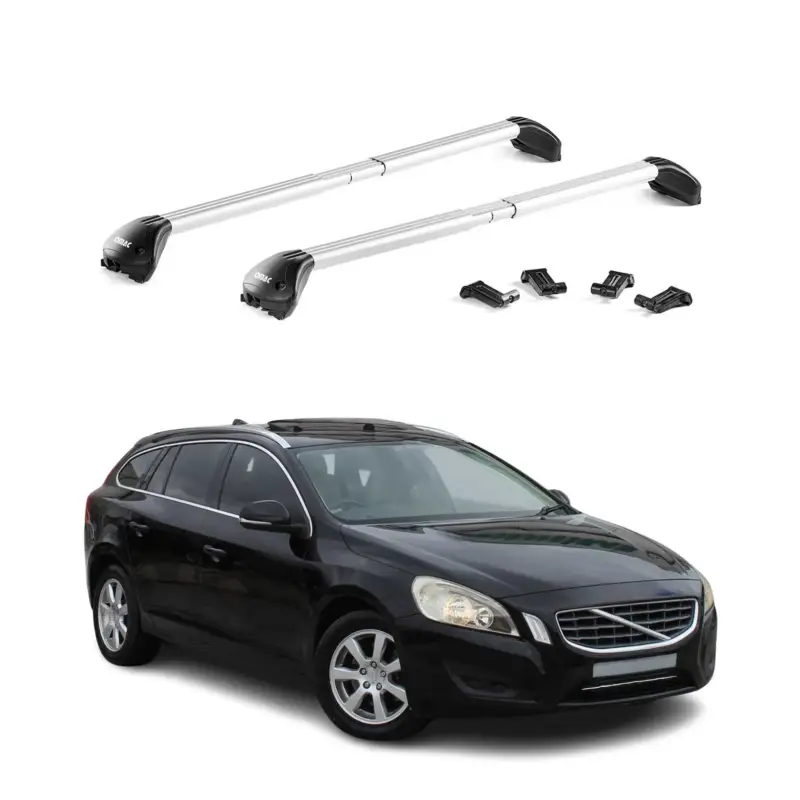 Dachträger Grundtäger für Volvo V60 2011-2018 100kg Aluminium Silber 2 tlg ABE Bestpreis